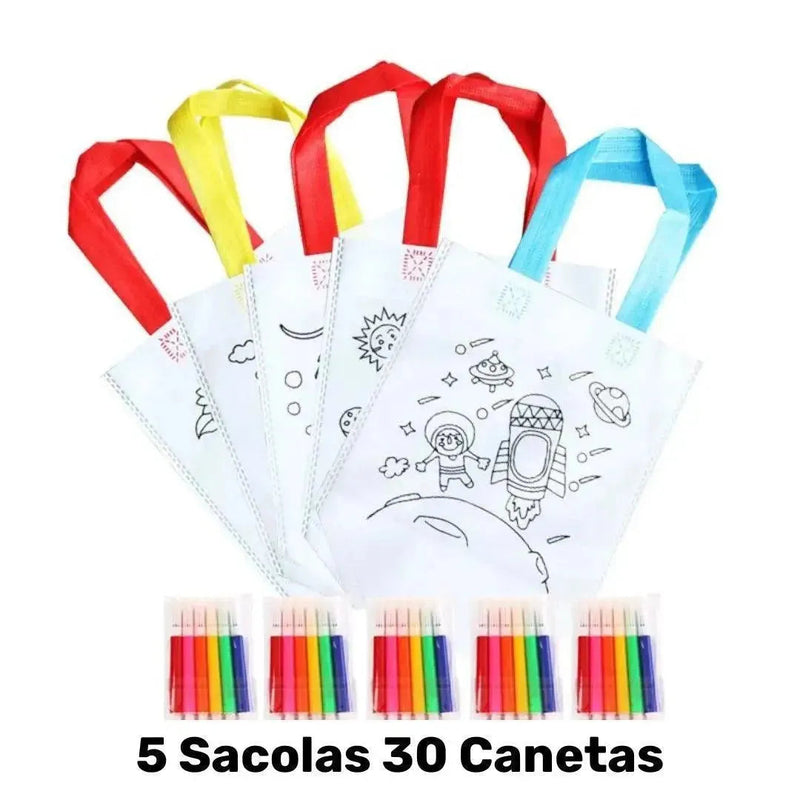 Kit Sacolinhas para Pintar com Canetinhas