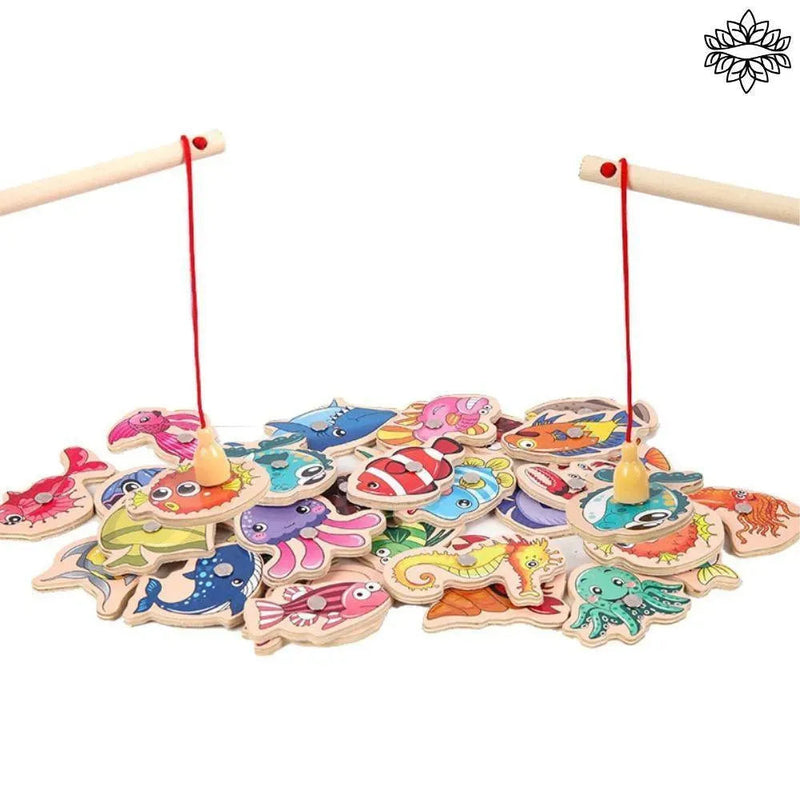 Brinquedo de Pesca Magnética de Madeira