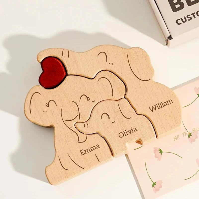 Quebra-Cabeça Personalizado - Família Elefante