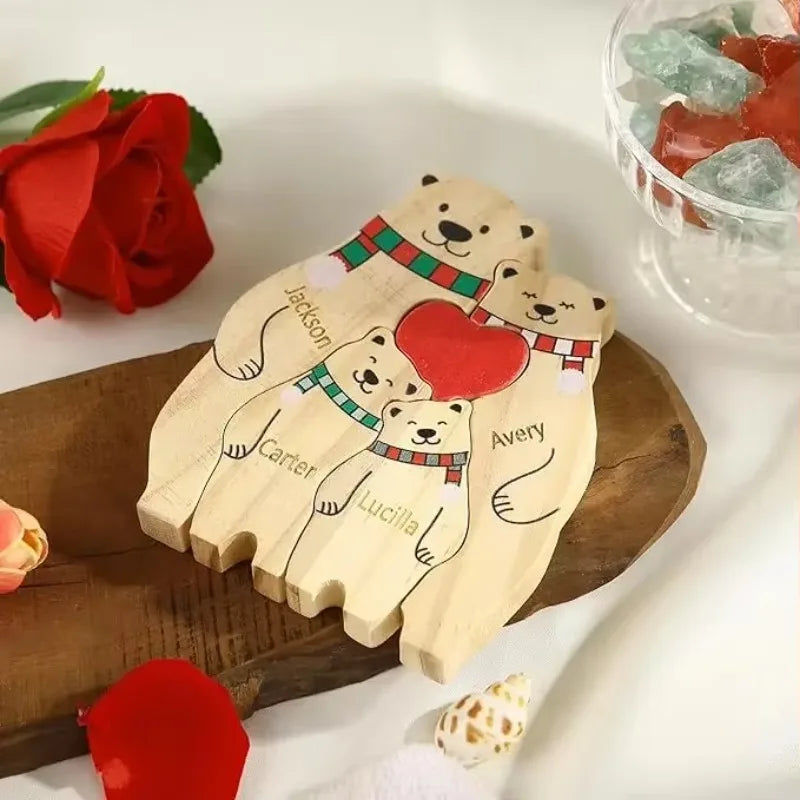 Quebra-Cabeça Família Urso Natal - Personalizado
