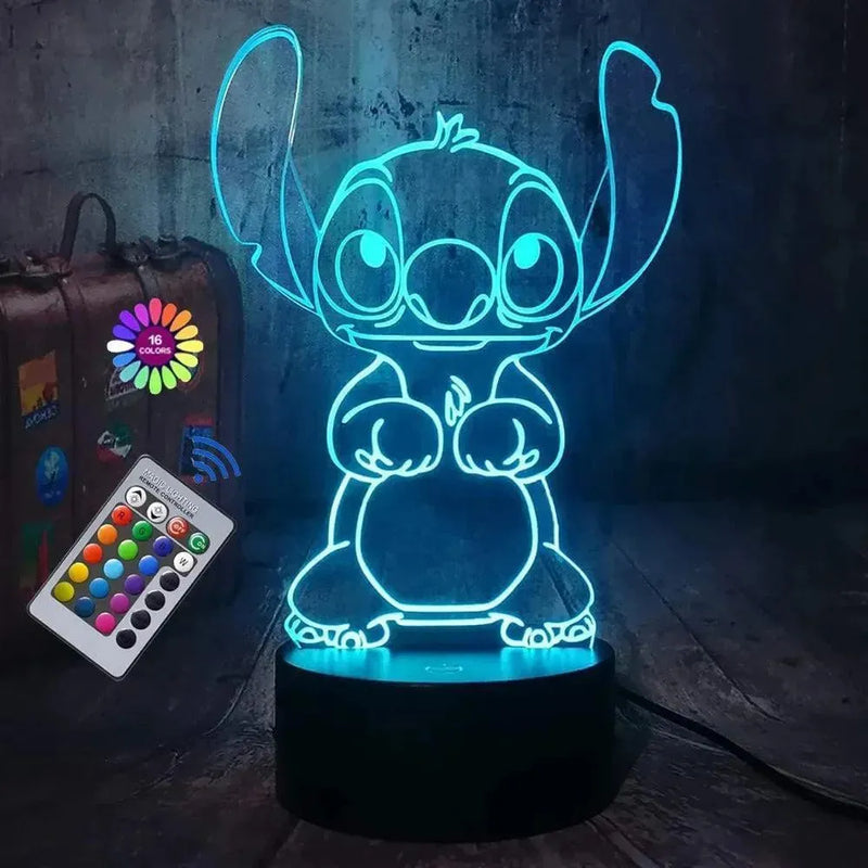 Luminaria Stitch - LED 3D Com Controle 16 Cores